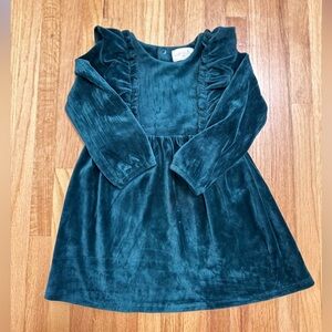 Miki Miette Caitlin Dress, Green Velour, 18Mths